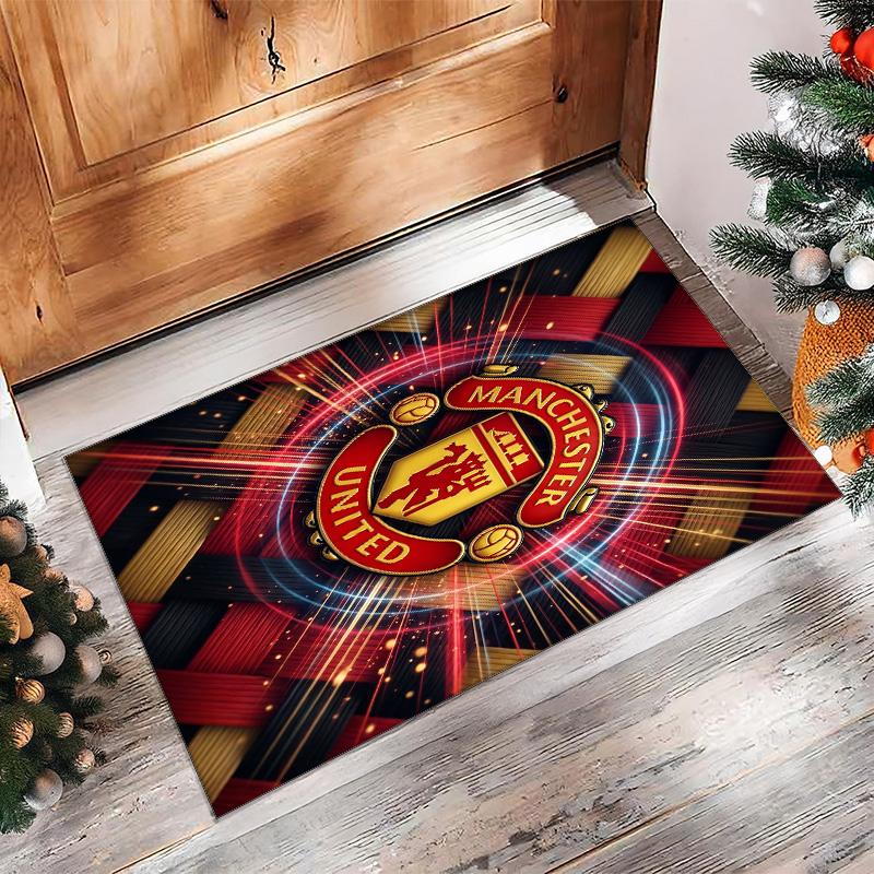 Tappeto in Flanella Stampato Manchester United Antiscivolo Morbido Poliestere Tappeto per Pavimento Tappetino Decorativo per Interni per Camera da Letto Soggiorno Divano