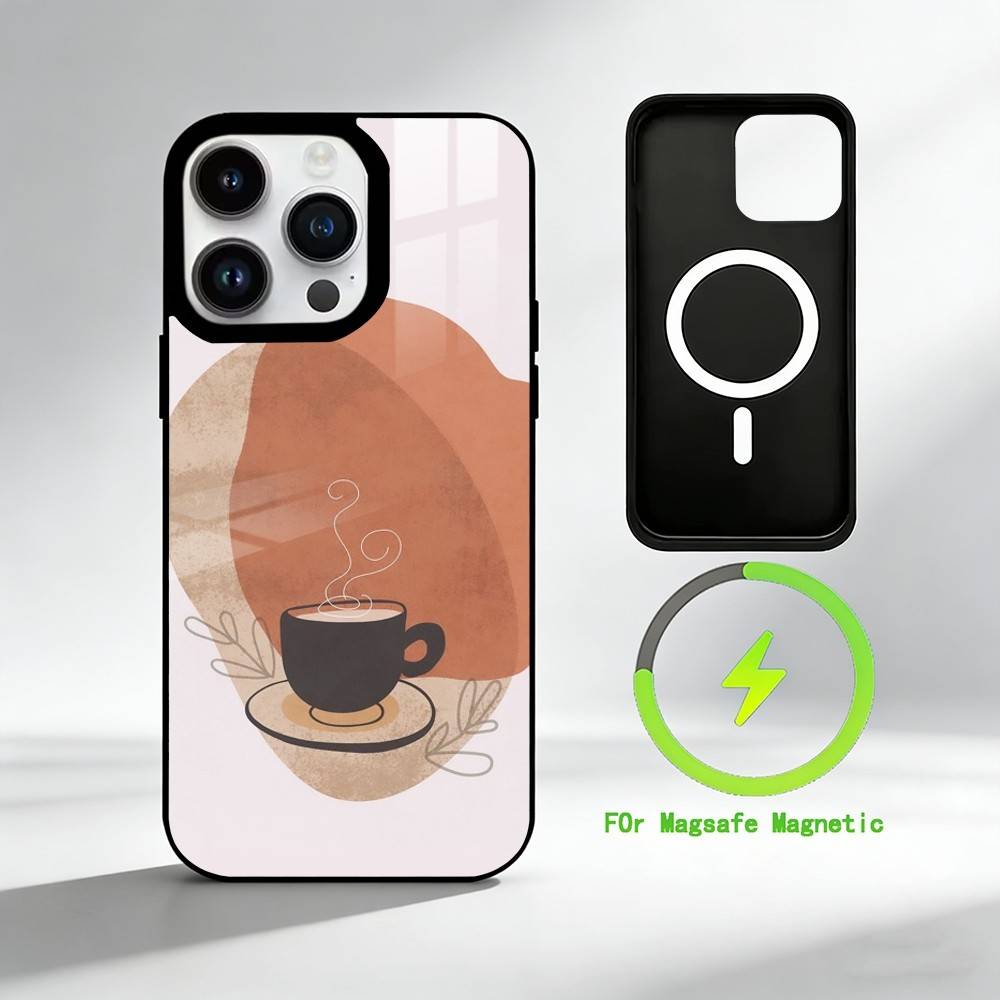 C-coffee Phone Case For iPhone 17 16 15 14 13 12 Pro Max Plus for Mirror Wireless Magnetic Cover