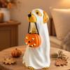 Halloween Resin Dog Statue with Illuminated Bucket and Bone Detail for Window, Entryway, Party Tables, and Indoor Party Centerpiecs