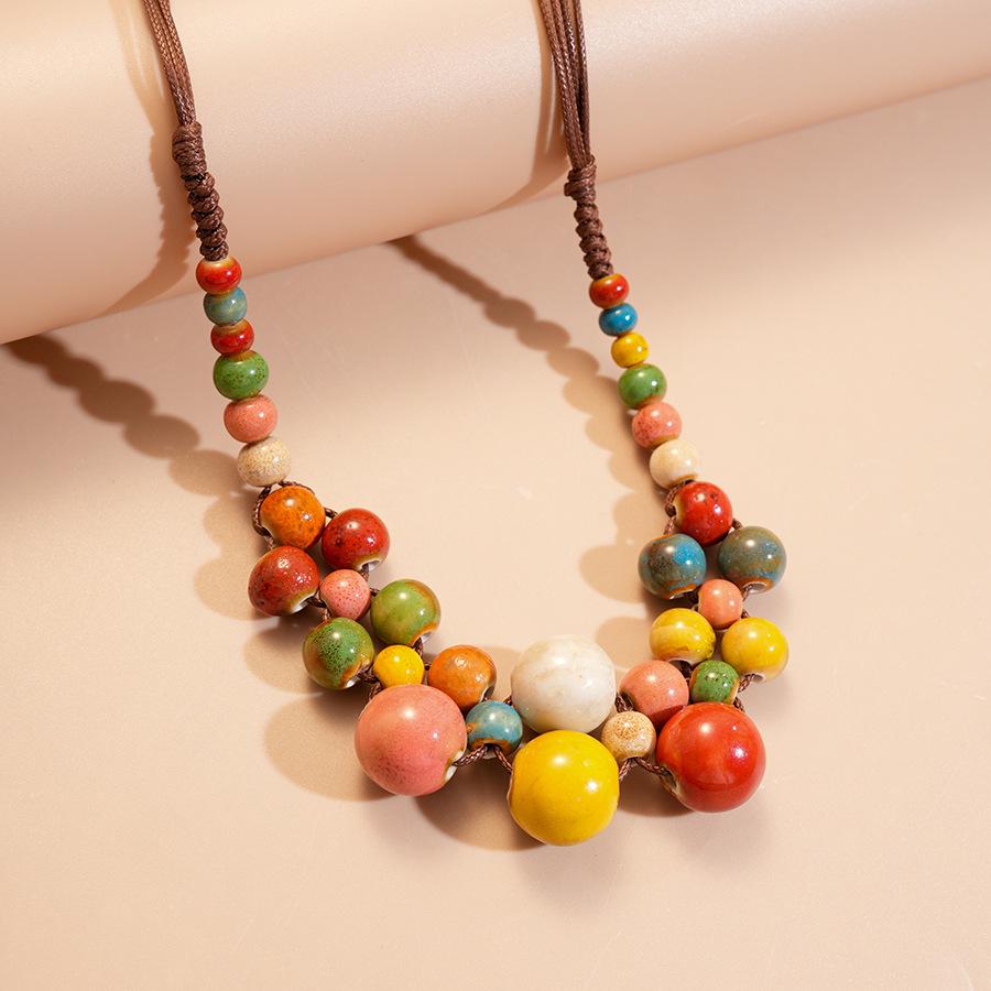 High-End European & American Multi-Layer Round Beaded Clavicle Necklace - Unique Vacation Style
