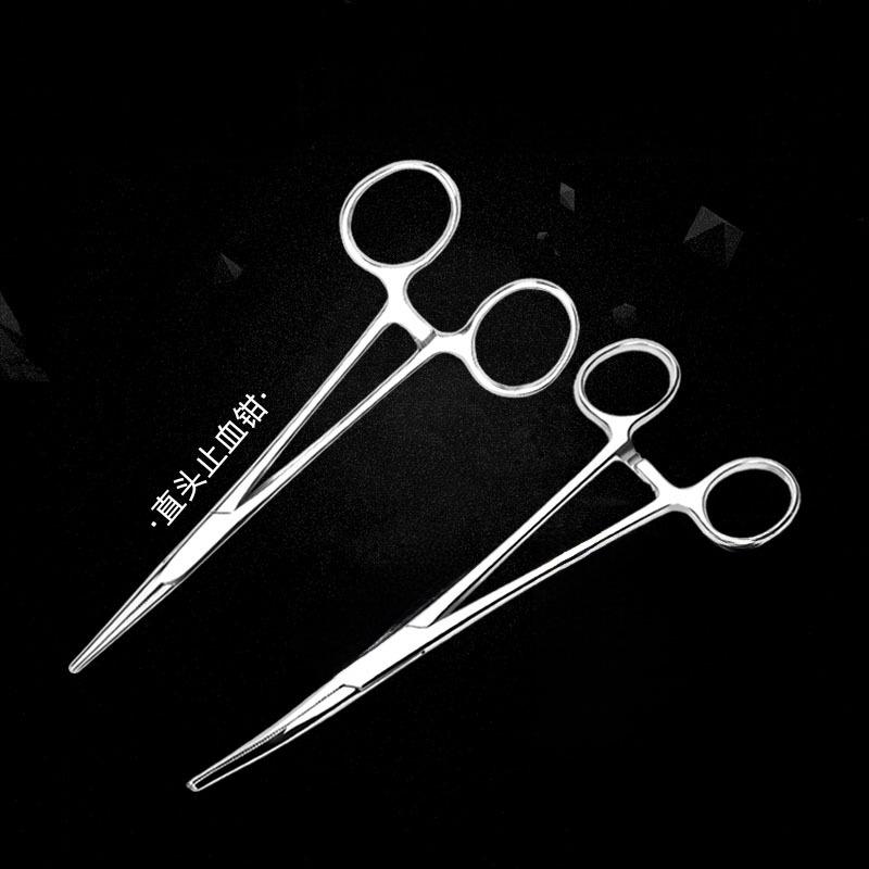 

Stainless Steel Hemostatic and Fishing Forceps: Elbow, Straight Head, Vascular, and Needle Holding Forceps for Surgery and Pet Hair Removal 125mm Straight Head x1
