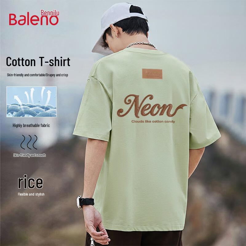 Baleno Men's Trendy Heavyweight Letter Print Cotton T-Shirt