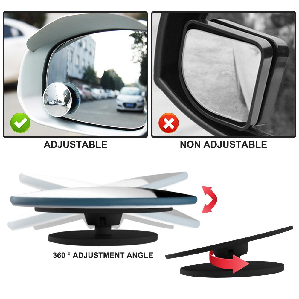 Blind Spot Mirrors Car Adjustable Wide Angle HD Glass Frameless Convex Rearview