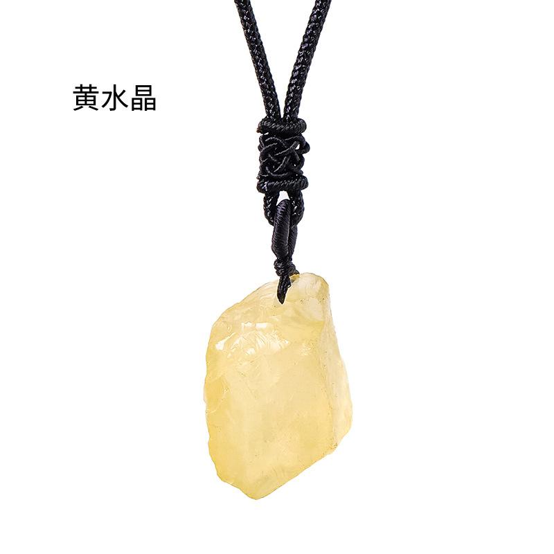 Natural Crystal Rough Stone Pendant Powder Crystal Purple Water Citrine Rough Stone Necklace Jewelry Pendant Fashion