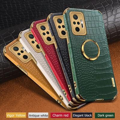 Ring Holder Stand 6D Plating Leather Phone Case For Xiaomi Redmi Note 10 9 Pro 10S 9S POCO X3 Pro NFC Soft Phone Cover Electroplate Shockproof Shell