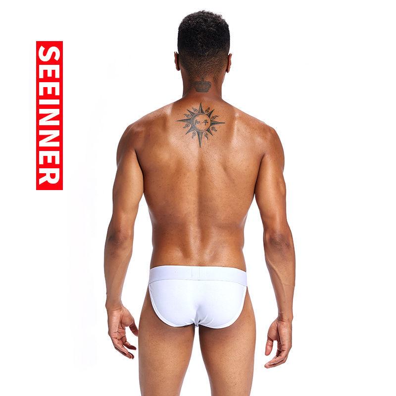 Xine Bequeme Herren-Low-Rise High-Cut Stretch-Baumwoll-Slips