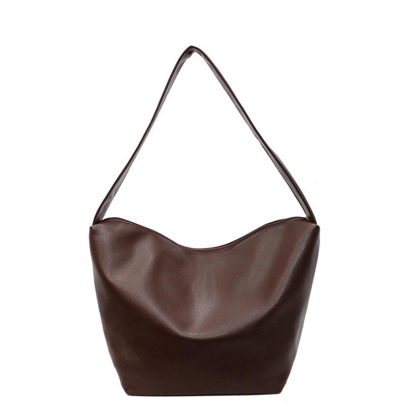 Fashion New Niche Soft Leather Versatile Messenger Bag Women's Retro Large-capacity Shoulder Bag Lazy Trendy Tote Bag