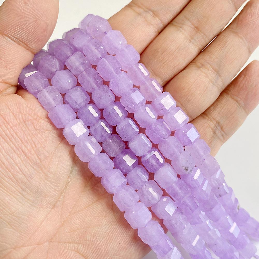 7-8MM Faceted Square Shape Chalcedony Natural Stone Loose Cube Spacer Beads for Jewelry Making Diy Bracelet Accessories