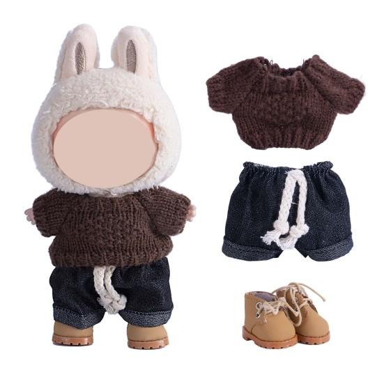 Doll Clothes Set Jeans & Knitted Sweater Baby Outfit for 15cm Dolls Trendy Doll Outfit Collection for Doll Collectors