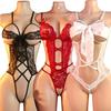 Sexy Lingerie Woman Lace Transparent Underwear Sexua Temptation Teddy Lingerie Deep V Open Bra Dress Crotchless Bodysuits