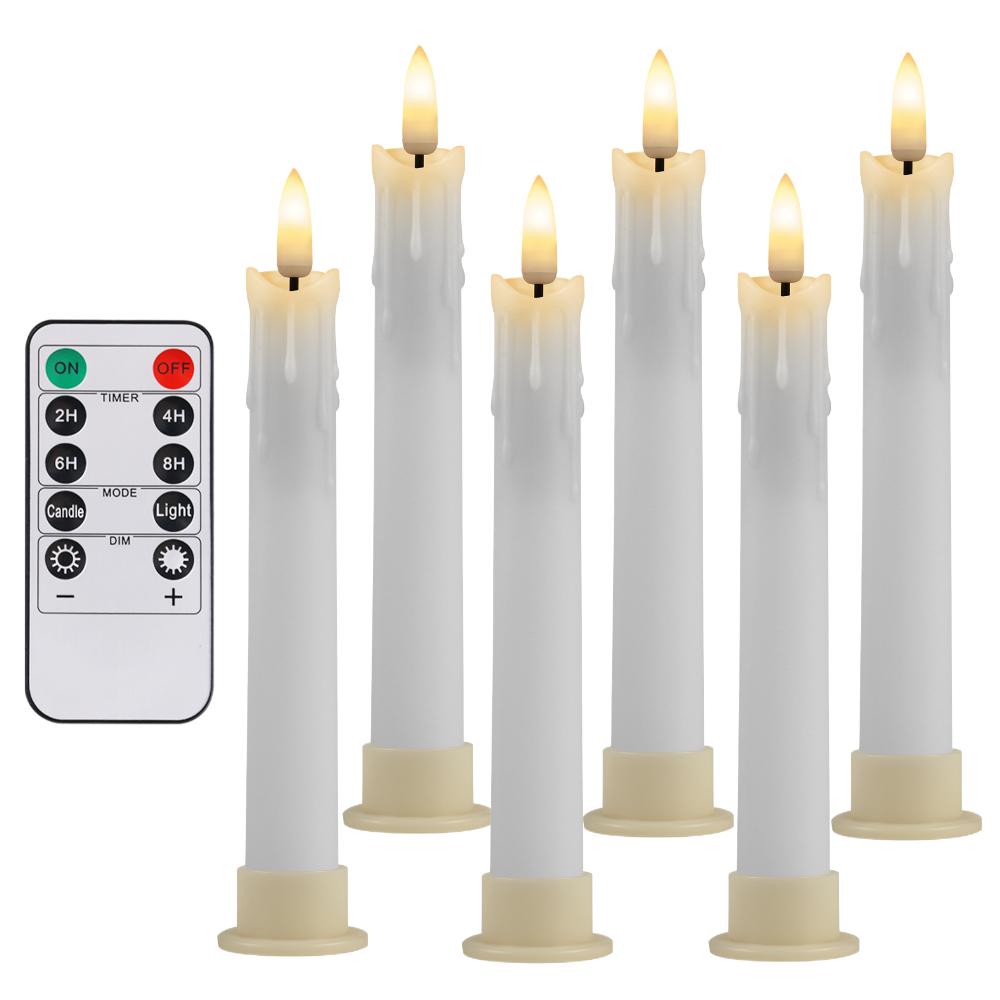 Flickering Taper Led Candles with Remote Control and Timer Flameless LED Candlesticks 3D Flame Candles for Christmas Halloween