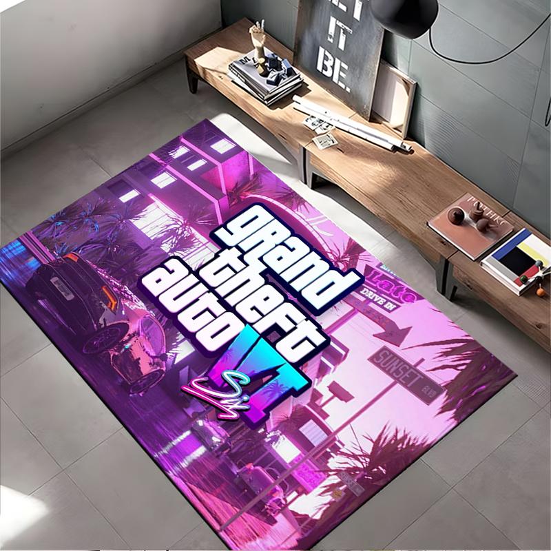 Grand Theft Auto VI Game Art Rug Non-slip Rug Suitable for Living Room and Bedroom Sofas.