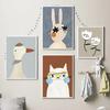Cute Rabbit Cat Crocodile Goose Pear Nursery Minimalist Wall Art Print Canvas Painting Posters for Baby Kids Room Decor