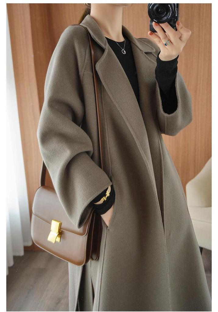 Women's Plus Size Long Double-Sided Wool Coat - Autumn/Winter 2025 Collection