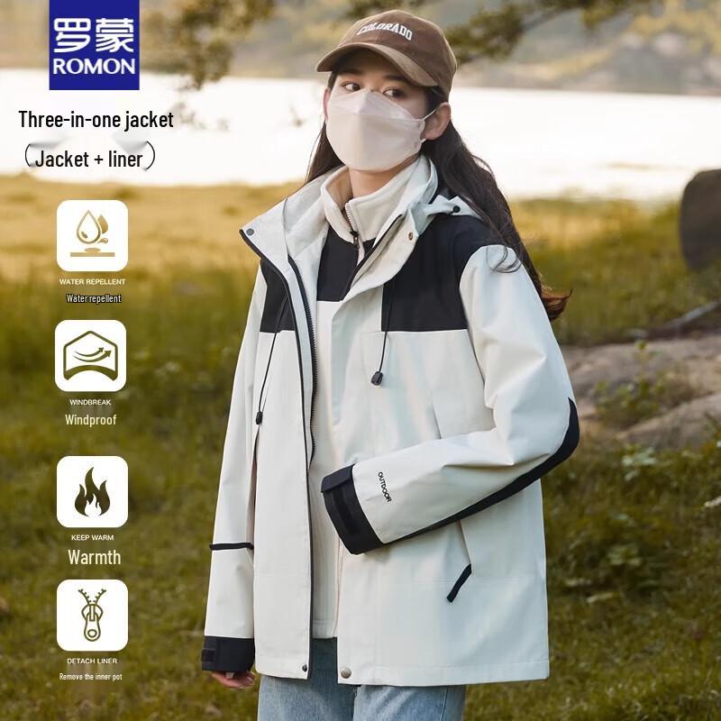 Rommon Unisex 3-in-1 Detachable Outdoor Windproof Waterproof Jacket