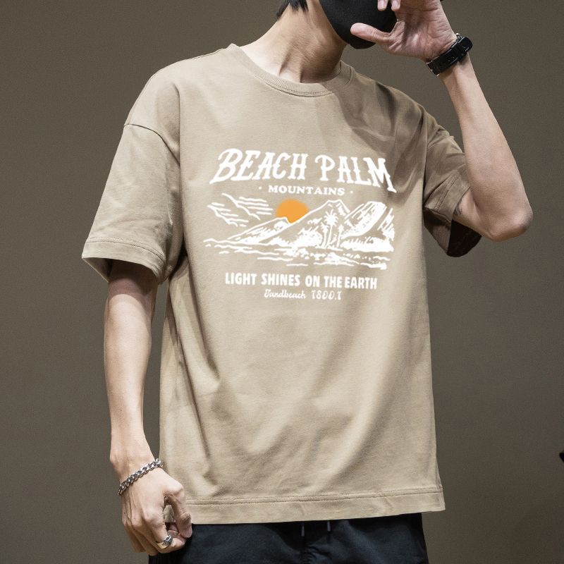 

American Style Trend Japanese and Korean Summer Loose Fit Brand Short Sleeved Men s Casual T-shirt Trend Avant-garde and Simple 3XL