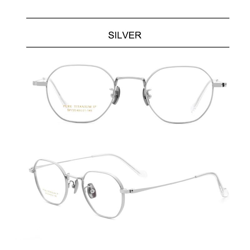 

Luxury Retro Oversized Glasses Frames Women Flattering For Larger Faces Trendy Eyewear Men Polygonal Pure Titanium Eyeglasses серебряный