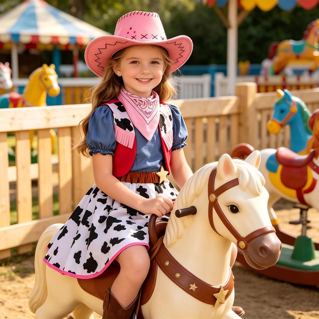 Costume da Cowboy Western per Bambini Set di Abbigliamento da Cowboy per Halloween per Feste, Spettacoli e Cosplay