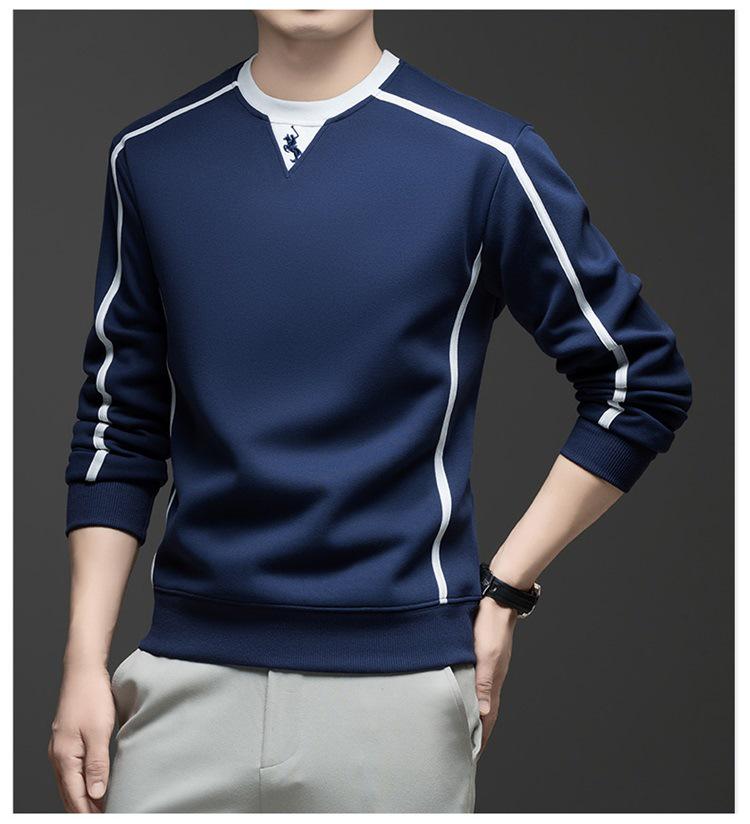 Embroidered Pony Logo Men's Sweatshirt: Fleece-Lined Cotton Blend for 2025 Autumn/Winter Fashion