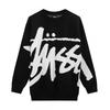Unisex Baumwollstrickpullover mit geschwungenem Buchstabenaufdruck Lockerer Schnitt Langarm Herren Damen Jugendliche Freizeitkleidung