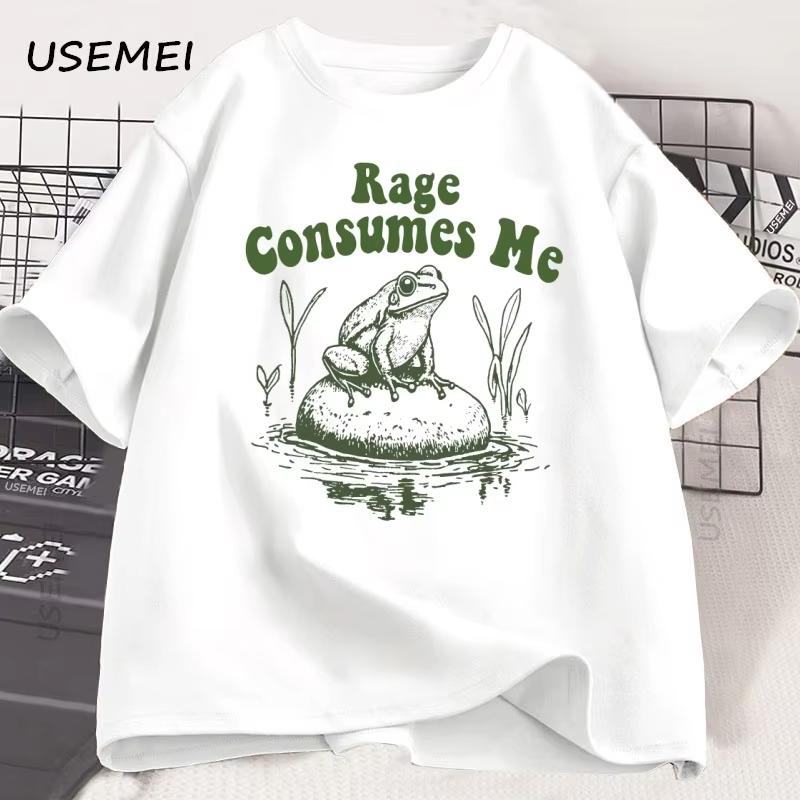 Rage Consumes Me Frog T Shirt Frog Pond TShirt Funny Humorous Frog Style Nature Lover Tshirt Summer Cotton Short Sleeve Tees S