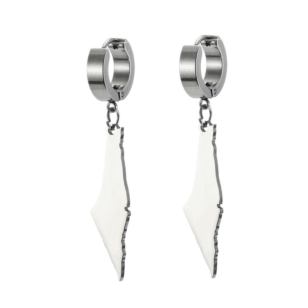 Punk Minimalist Israel Palestine Map Hoop Drop Earrings for Women Men Stainless Steel Peace Lovers Earrings Jewelry Gift