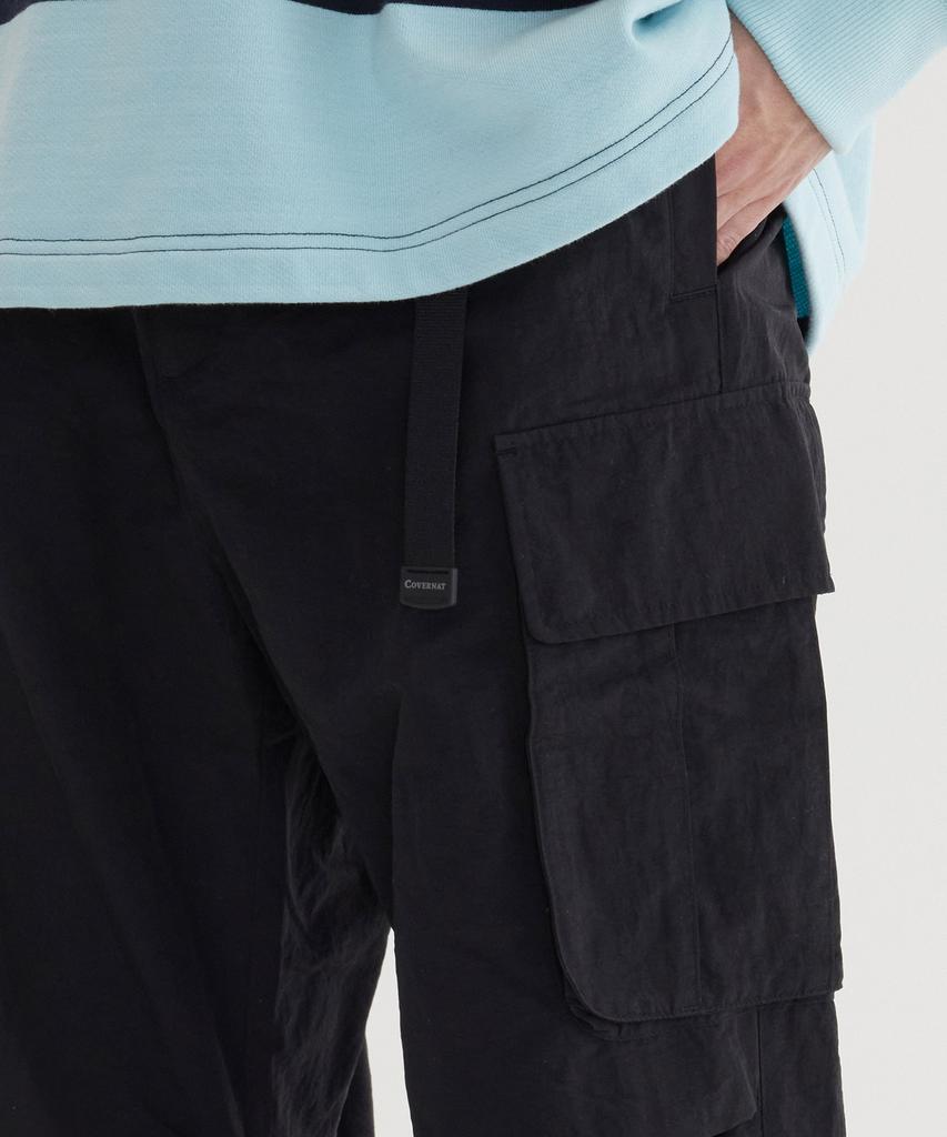 COVERNAT Semi-Wide Nylon Parachute Pants Black