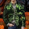 Men's Corduroy Blazer Jacket with Halloween Print Warm Button Front Casual Suit Coat with Pockets for Everyday Wear