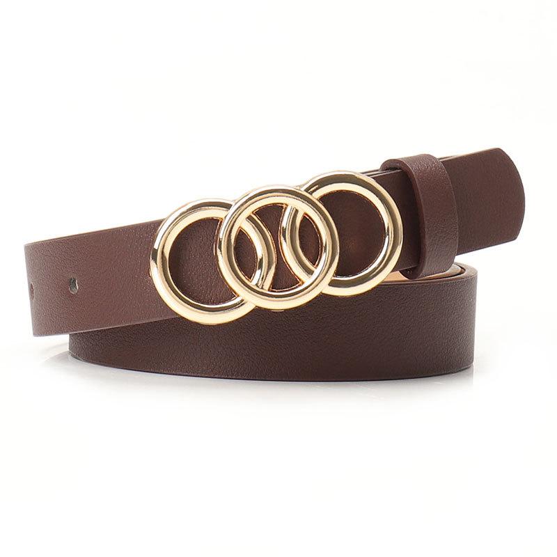 

Женский ремень в корейском стиле, в стиле инс, с пряжкой с тремя кольцами, для модной женской одежды, высококлассный, универсальный ремень для куртки, джинсов