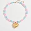 Bohemian Heart Necklace For Women With Glass Beads Summer Beach Vacation Accessory