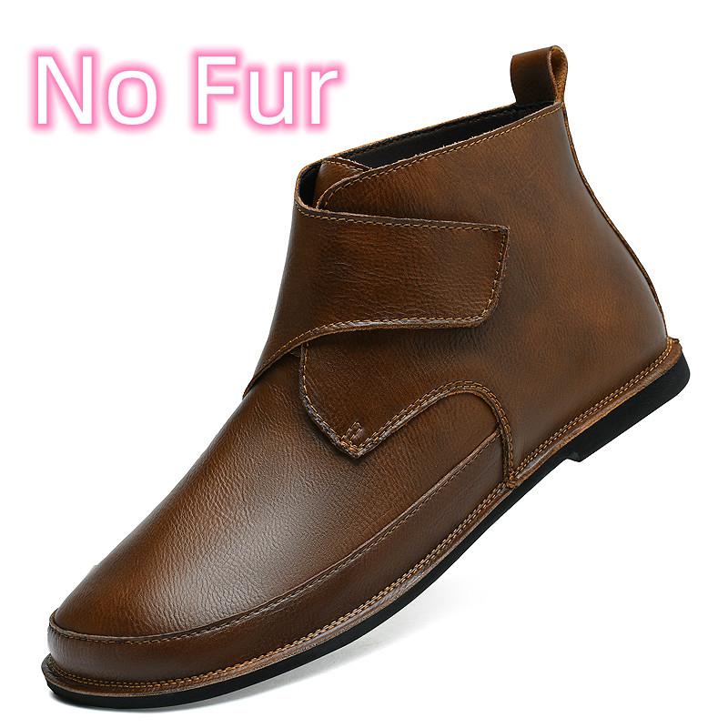 Handmade Business High Top Leather Shoe British Style Man Ankle Boots Versatile Casual Botas Winter Plush Warm Men Chelsea Boots