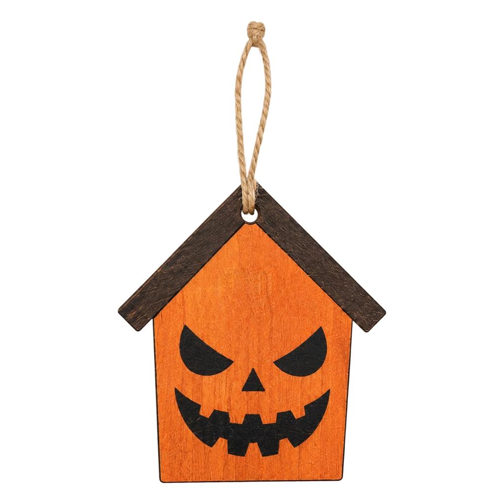 Halloween Wooden Hanging Decoration One-Sided Small House Ornament for Holiday Festive Decor