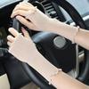 Kurze Halbfinger-Sonnenschutzhandschuhe für Damen Dünne Elastische Abdeckung Anti-Bräunung Schwarz Atmungsaktiv zum Fahren und Radfahren