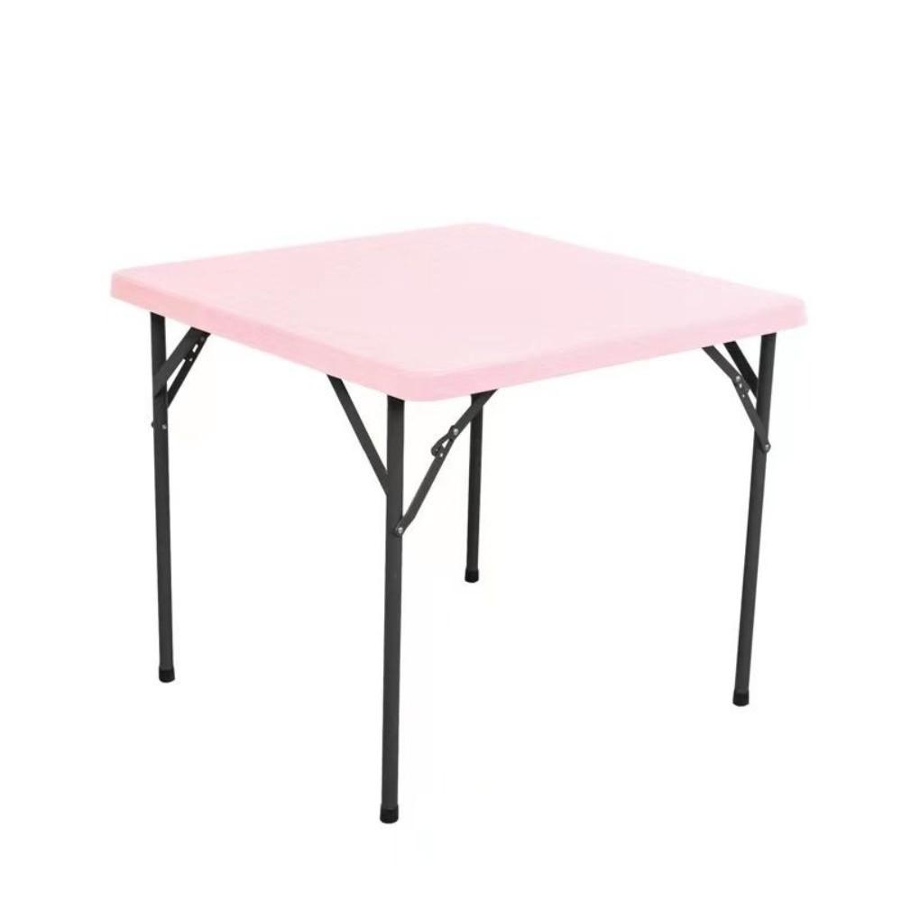 

Stretch Spandex Square Tablecloth Wrinkle Resistant Solid Color Fitted Table Cloth Washable Elastic Table Cover Banquet рожевий
