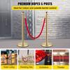 Velvet Ropes and Posts Gold Stanchion 5ft/1.5m Crowd Control Barriers 4PCS