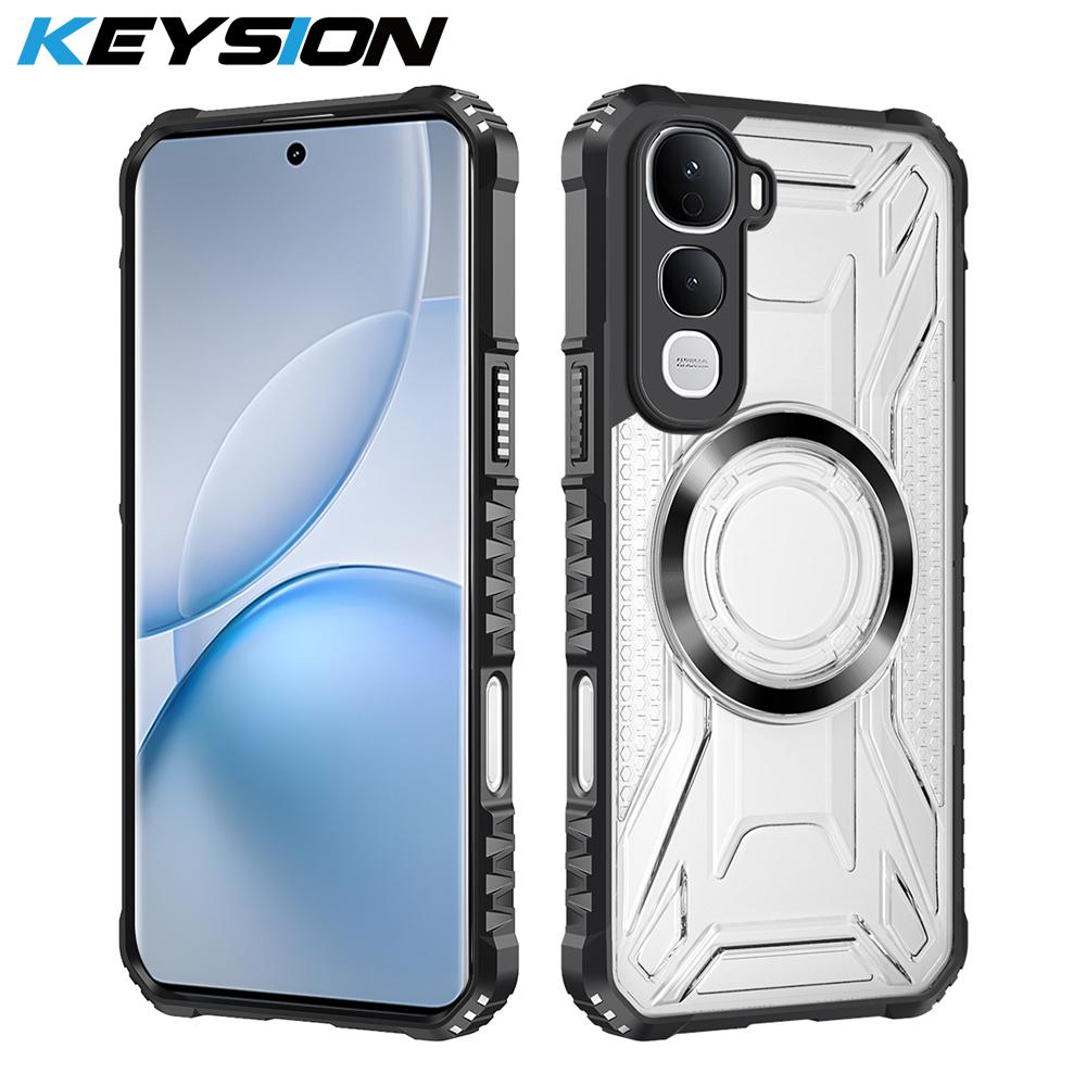 

KEYSION Transparent Magnetic Case for IQOO Z10 Lite Soft Silicone+PC Heavy Duty Shockproof Phone Back Cover for IQOO Z10 Lite for IQOO Z10 Lite чёрный