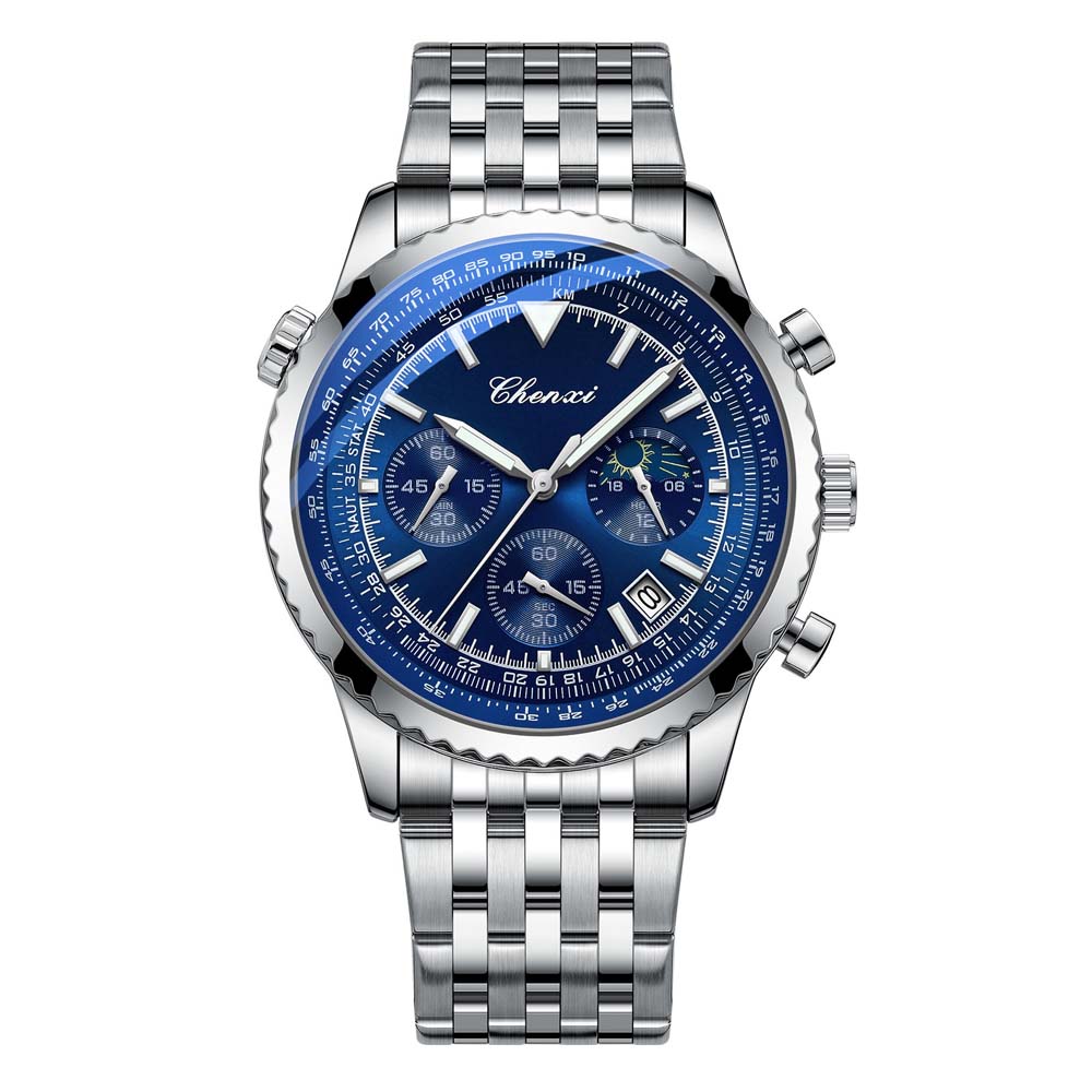CHENXI Men's Watch Multifunction Classic Sport Quartz Moon Phase Chronograph Wristwatch Man Gifts Waterproof Reloj Hombre