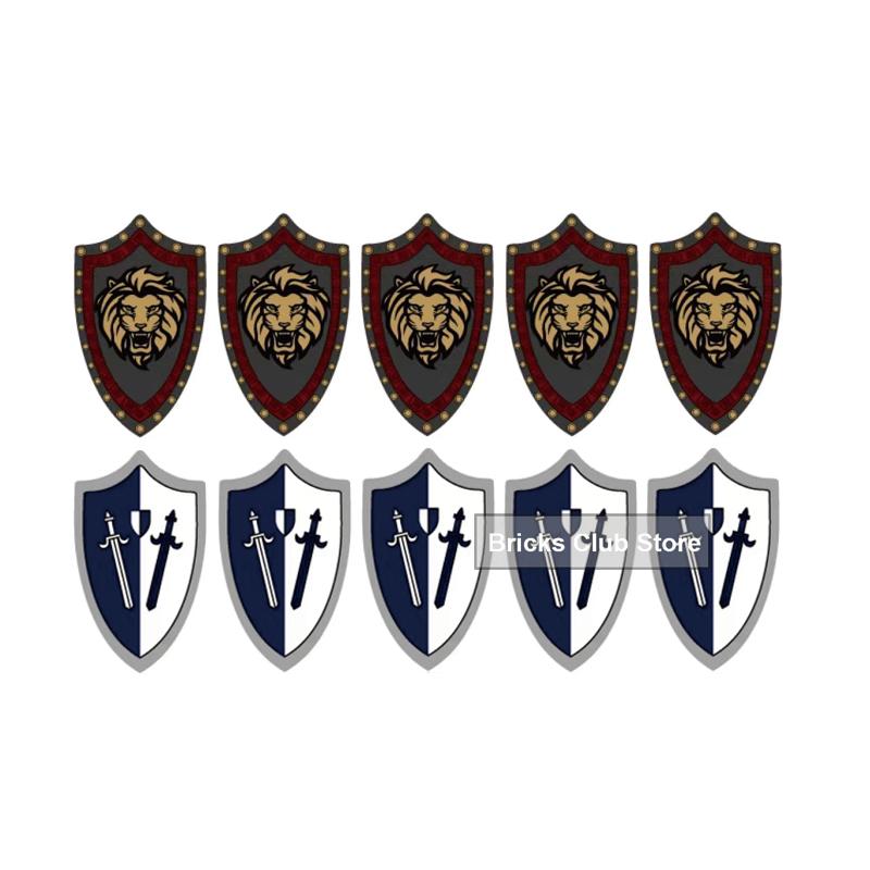 MOC Medieval Knights Building Blocks Accessories Plumes Pauldron Fence Helmet Shield Plush Cloak Soldier Weapons MOC Mini Bricks