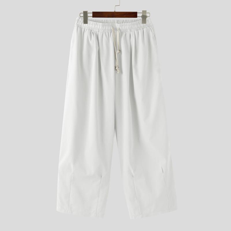 

INCERUN Мужские брюки на кулиске Повседневные эластичные на талии Длинные свободные брюки большого размера S