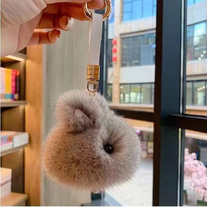 Mini Jade Rabbit Plush Keychain - Cute Cartoon Doll with Mink Fur
