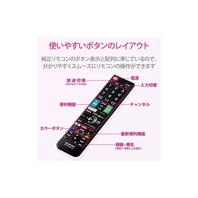 ELECOM TV Remote Control for SONY BRAVIA TVs [Easy-to-use remote control, no setup required] Black ERC-TV02XBK-SO