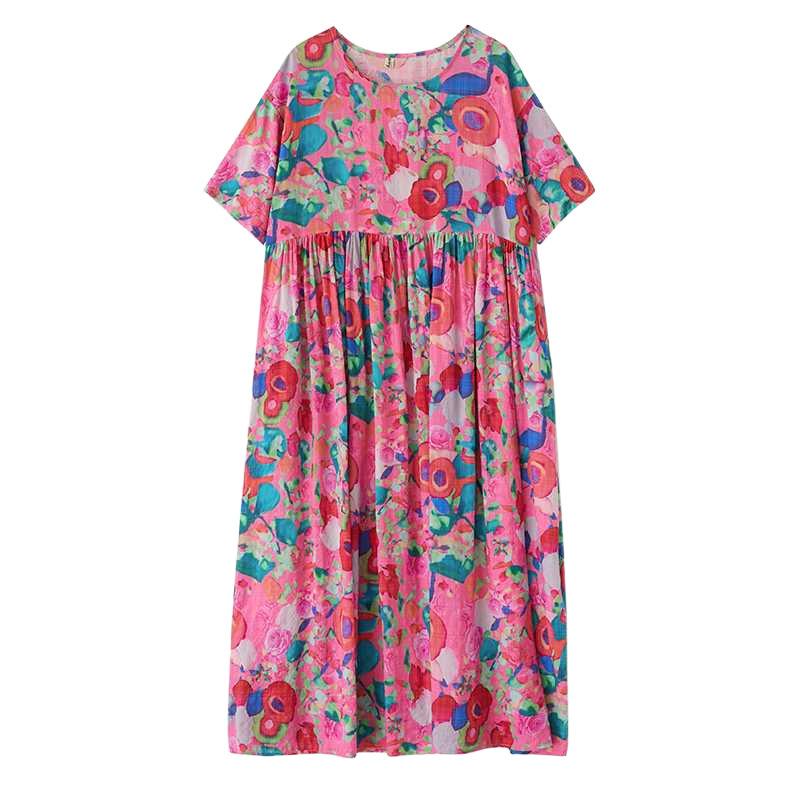 Sommer Kurzärmel Rundhals Böhmisch Langer Rock