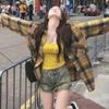 American Spice Girl Vintage Plaid Long Sleeve Red Shirt Women's Spring and Autumn Pure Desire Lazy Plaid Top Jacket Tide