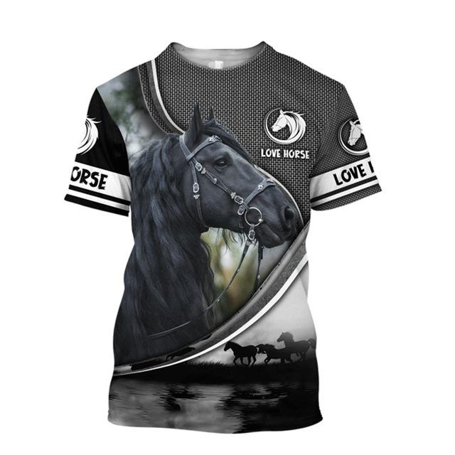 3D-utskrift Hästskjorta Unisex mode T-tröja för kvinnor Stor lös T-shirt med o-halsad T-shirt med kort ärm Fritidskläder Hästkläder