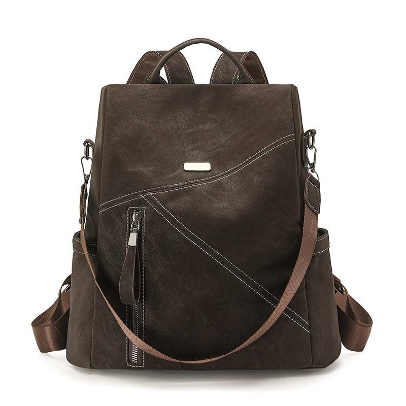 Dual Shoulder Bag, Fashionable Women s Bag, Casual Single Shoulder Bag, Soft Leather, Large Capacity, Women s Backpack темно-коричневого