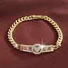 Heart Design Zircon Inlaid Hollow Bracelet – Elegant Pure Copper Women's Jewelry
