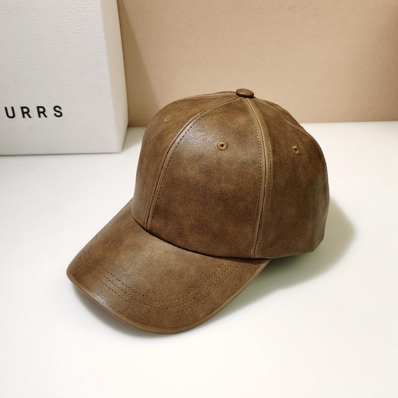 2025 Cuir Lavable Vente Chaude Nouvelle Casquette de Baseball Printemps Été Femmes Automne Tout Simple Tendance Casquette Rétro Chapeau Pare-soleil