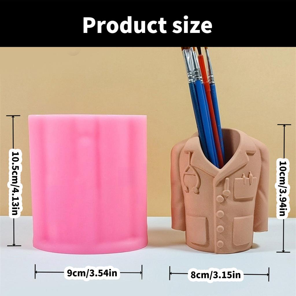 Creative Doctor Uniform Pen Holder Mould Silicone Casting Mold for Epoxy Resin Pencil Cup Office Desk Decoration Mould