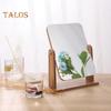 360 Degrees Rotatable Makeup Mirror with Wooden Base High Clarity Men Women Desktop Vanity Mirror Portable Travel Rectangle Cosmetic Mirror