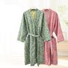 Ropa de dormir de algodón puro para parejas Kimono Bata de baño Manga larga Cuello en V Ropa de noche con cinturón y bolsillo Ropa para el hogar para hombres y mujeres